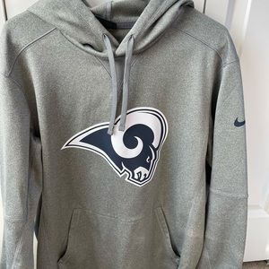 Nike NFL team apparel, gray Los Angeles Rams hoodie. Size medium